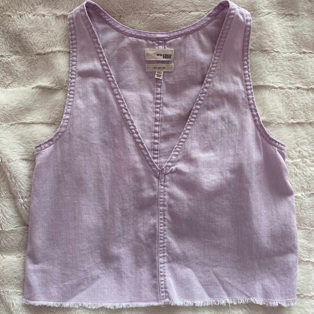 Aritzia Wilfred Free Lilac denim shirt